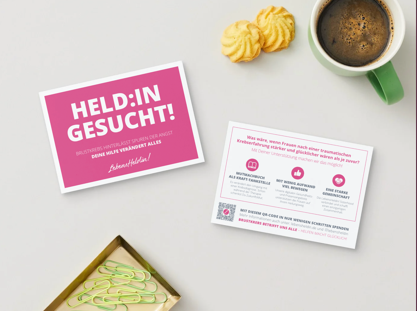 Postkarte "Held:in gesucht" – Mitmach- und Spendenaufruf